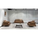 Ver imagem 1 de Sc-9910 Conjunto Internacional Sofá 2m com 2 Poltronas Caramelo Material Ecológico Sala Tv Luxo