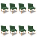 Ver imagem 1 de Kit 8 Cadeiras Estofadas para Sala de Jantar Pés Palito Lia Veludo Verde Esmeralda - Ibiza
