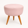 Puff Banqueta Redondo Rosa Pé Palito com Detalhe em Costura - 1