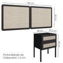 Ver imagem 3 de Cabeceira Casal 160 Cm 02 Mesas Cabeceira Palinha 27978 Nero Preto Artesano