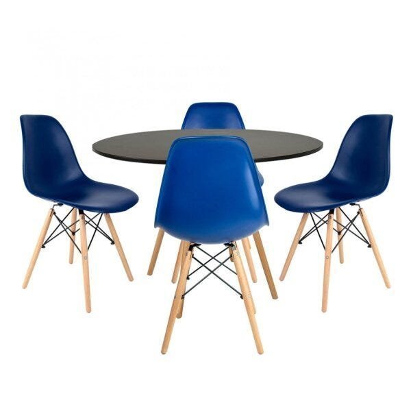 Conjunto de 4 Cadeiras Pp Base Madeira Eames Dsw-m  Azul - 7