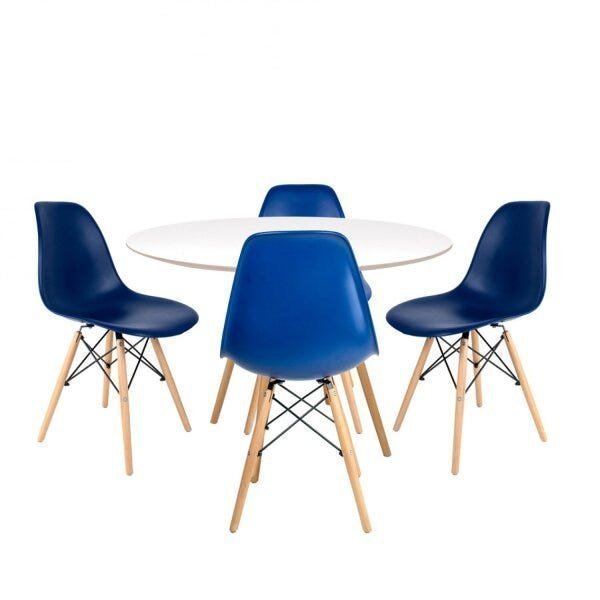 Conjunto de 4 Cadeiras Pp Base Madeira Eames Dsw-m  Azul - 3