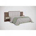 Ver imagem 1 de Cabeceira para Cama Queen Size Ripada Irís Estofada com 2 Mesas de Cabeceira D' Doro Castanho/off