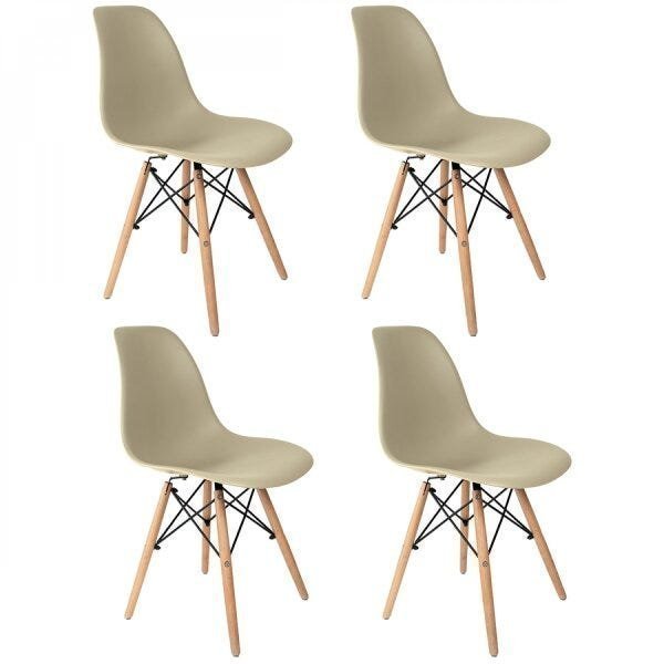 Conjunto de 4 cadeiras Pp Base Madeira Eames Dsw-m  - 1