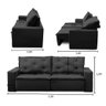 Sofá Retrátil e Reclinável 2 Lugares com Molas 1,50m Aline Suede Preto Rover & Beato - 3
