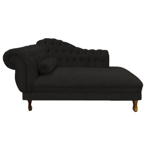 Recamier Barcelona 1,60 Suede Preto - Dominic Decor