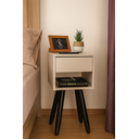 Ver imagem 4 de Mesa de Cabeceira Retrô 30cm MDF Off White com Pés Palito Marrom – Vai Montada