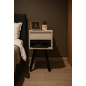 Mesa de Cabeceira Retrô 30cm MDF Off White com Pés Palito Marrom  – Vai Montada - 5