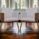 Ver imagem 2 de Kit 10 Poltronas Decorativas Lis Corino e Linho Cores Pé Palito 30 Cm Castanho