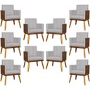 Ver imagem 1 de Kit 10 Poltronas Decorativas Lis Corino e Linho Cores Pé Palito 30 Cm Castanho