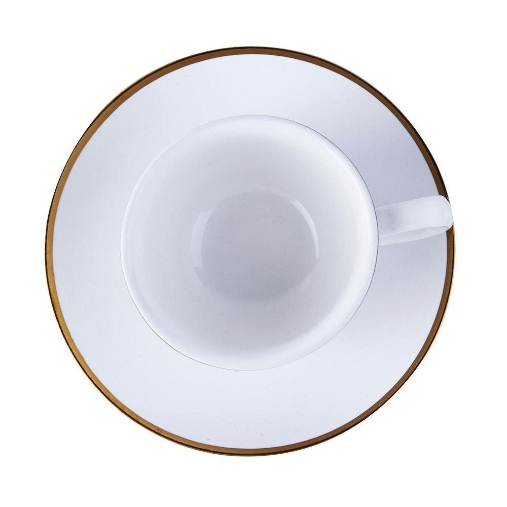Xícara para Chá com Pires Porcelana Filete Dourado - Oxford - 1