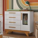 Ver imagem 1 de Cômoda Infantil Retrô Peroba em 100% MDF Branco com Amêndoa
