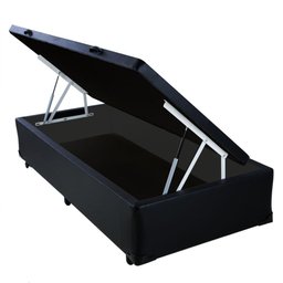 Base Box Baú Solteiro Santo Box Sintético Preto 47x88x188 - 2