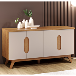 Buffet Vintage 4 Portas 2 Prateleiras Internas Mel/off White - 1