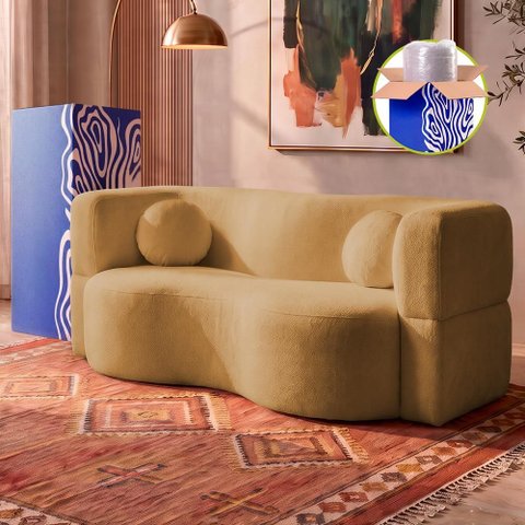 Sofá Cama Bolge 1,88m Xpand Tech Tecido Bouclê Caramelo Cama Inbox