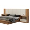 Kit Quarto Casal Base Cama Cabeceira e 2 Mesas de Cabeceira Mdf Off White Freijó Dalla Costa - 2