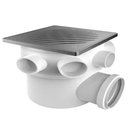 Ver imagem 1 de Caixa Sifonada com Porta Grelha Prata e Grelha Inox Quadrados 150x150x50mm com 7 Entradas - 27068715