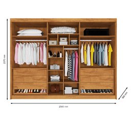 Guarda Roupa 6 Portas 4 Portas Ripadas Potente com Espelho 100% Mdf Peroba Off White - Móveis Europa - 4