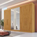 Ver imagem 1 de Guarda Roupa 6 Portas 4 Portas Ripadas Potente com Espelho 100% Mdf Peroba Off White - Móveis Europa