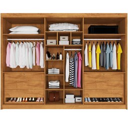 Guarda Roupa 6 Portas 4 Portas Ripadas Potente com Espelho 100% Mdf Peroba Off White - Móveis Europa - 3