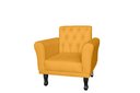 Ver imagem 2 de Kit 2 Poltronas Decorativa Classic Couro Amarelo Pés Madeira Mz Decor