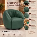 Ver imagem 5 de Kit 2 Poltrona Giratória 360° Orgânica Bouclé Sala Nuvem:Courino Sintético/ Verde