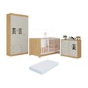 Ver imagem 1 de Quarto de Bebê Completo Berço Americano 3 em 1 Colchão Teddy Multimóveis Mp4668 Madeirado/off