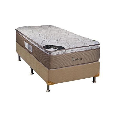 Cama Box Solteiro: Colchão Molas Luckspuma MasterPocket Ensacadas Platinum New + Base CRC Suede Clea