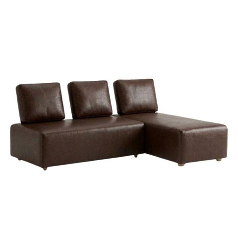 Sofa Modular 2 Lugares e Chaise Block Pes Madeira Courino Tcs 721 Moll