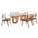 Ver imagem 2 de Sala de Jantar Mesa Flora 180cm Tampo Laqueado com Vidro Canto Moeda e 6 Cadeiras Eva Premium