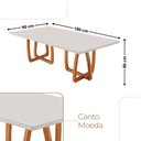Ver imagem 4 de Sala de Jantar Mesa Flora 180cm Tampo Laqueado com Vidro Canto Moeda e 6 Cadeiras Eva Premium