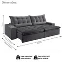 Ver imagem 6 de Sofá Retrátil e Reclinável Montebello 2,50cm com Pillow e Molas Ensacadas - Movenzo Estofados