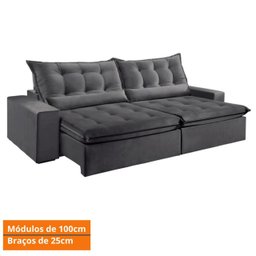 Sofá Retrátil e Reclinável 2,50cm com Pillow e Molas Ensacadas Montebello - Movenzo Estofados - 8