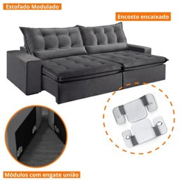 Sofá Retrátil e Reclinável 2,50cm com Pillow e Molas Ensacadas Montebello - Movenzo Estofados - 6