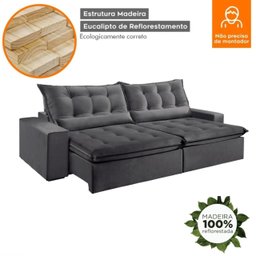 Sofá Retrátil e Reclinável 2,50cm com Pillow e Molas Ensacadas Montebello - Movenzo Estofados - 5