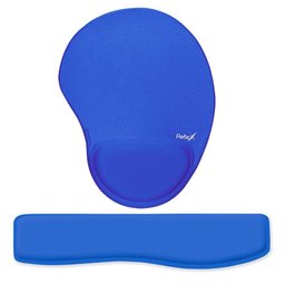 Kit Ergonômico Mouse Pad + Apoio de Pulso para Teclado Azul - Reflex - 1