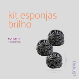Esponjas limpeza de aço inox brilho 3 peças - Simplo - 3