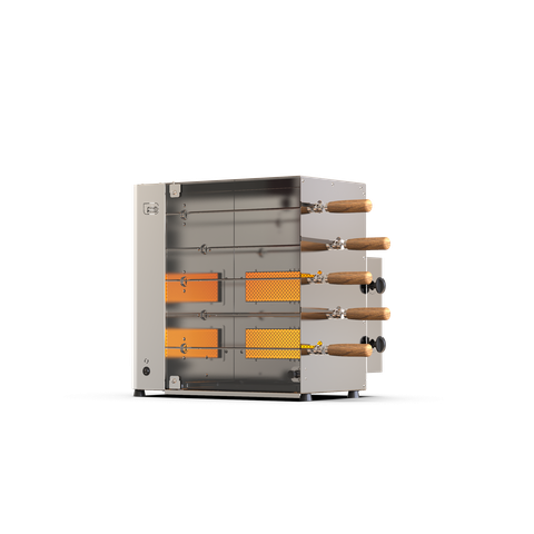 Churrasqueira Rotativa A Gás GLP 5 Espetos Aço Inox Anodilar