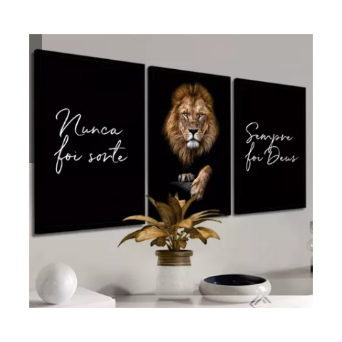 quadro decorativo frase leao QUADROS E MIMOS  - Decoração Para Sala Moderno - Qu 