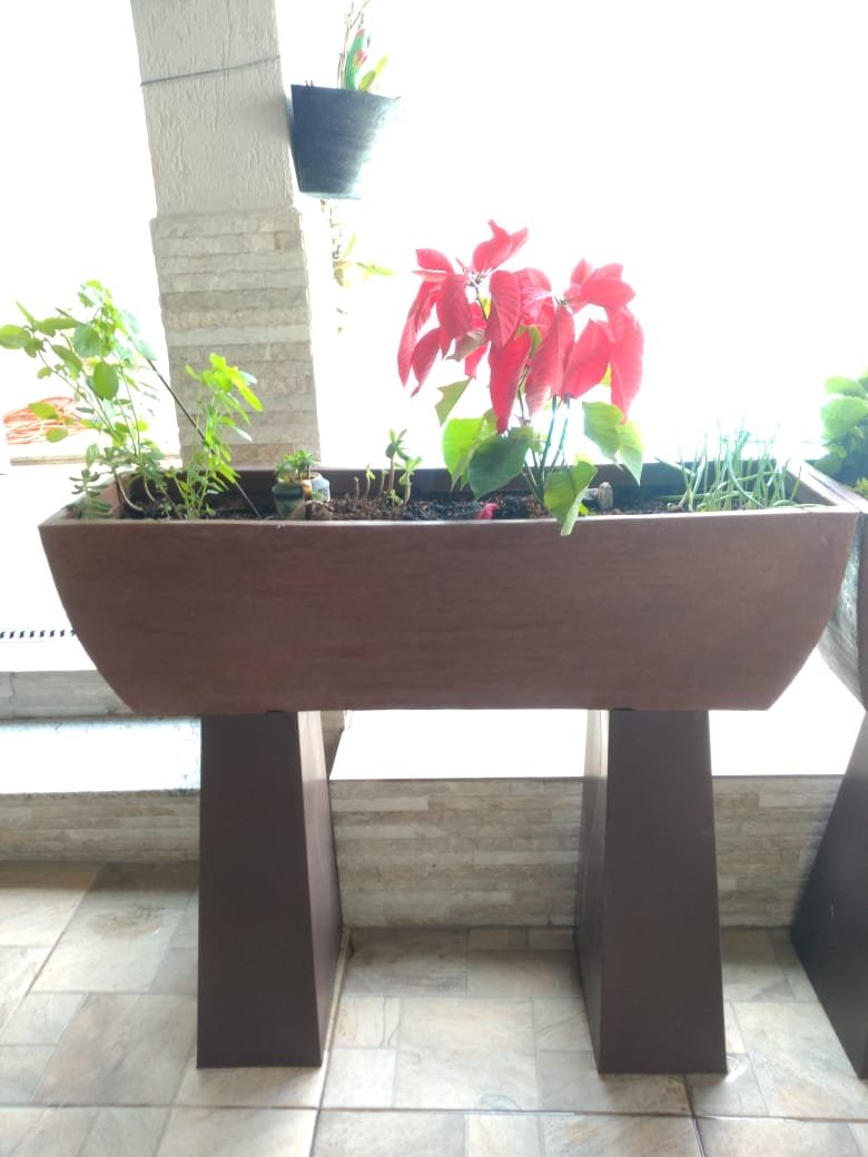 Vaso Planta 100x30 Jardineira Floreira Suporte Polietileno BGPLASTICOS V5100S MARROM MADEIRA 015 - 4