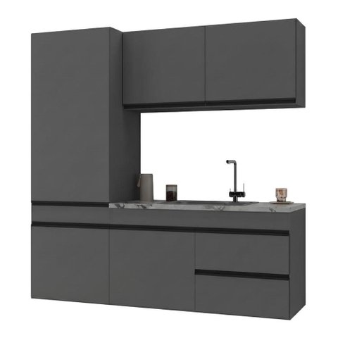 Cozinha Modulada Compacta Suspensa 181,5cm Milano Multimóveis Mp2412 Cinza