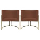 Ver imagem 1 de Kit 2 Poltronas Decorativa Recepção Luna Suede Cores Base de Ferro Champagne