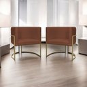 Ver imagem 2 de Kit 2 Poltronas Decorativa Recepção Luna Suede Cores Base de Ferro Champagne