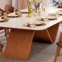 Ver imagem 3 de Mesa Pão de Açúcar Vidro Off White com 10 Cadeiras Nicole Marrom 240x120