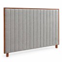 Ver imagem 2 de Painel Cabeceira Estofado Cama Box King Moldura Madeira Lua: Linho Cinza