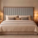 Ver imagem 1 de Painel Cabeceira Estofado Cama Box King Moldura Madeira Lua: Linho Cinza