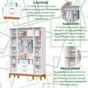 Ver imagem 4 de Roupeiro Flip 4 Portas 2 Gavetas Branco Fosco