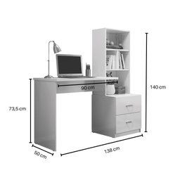 Escrivaninha Livreiro Lateral Office Cristal Cor Nature/branco Mobili - 4