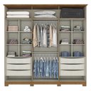 Ver imagem 3 de Guarda Roupa Casal Andréas 6 Portas Nature/Off White com Espelho - Móveis Henn