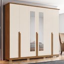 Ver imagem 2 de Guarda Roupa Casal Andréas 6 Portas Nature/Off White com Espelho - Móveis Henn